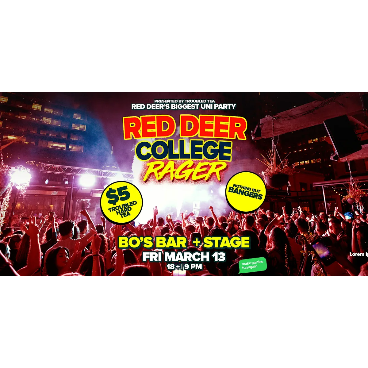 Red Deer College Rager @ Bo's Bar & Stage event artwork