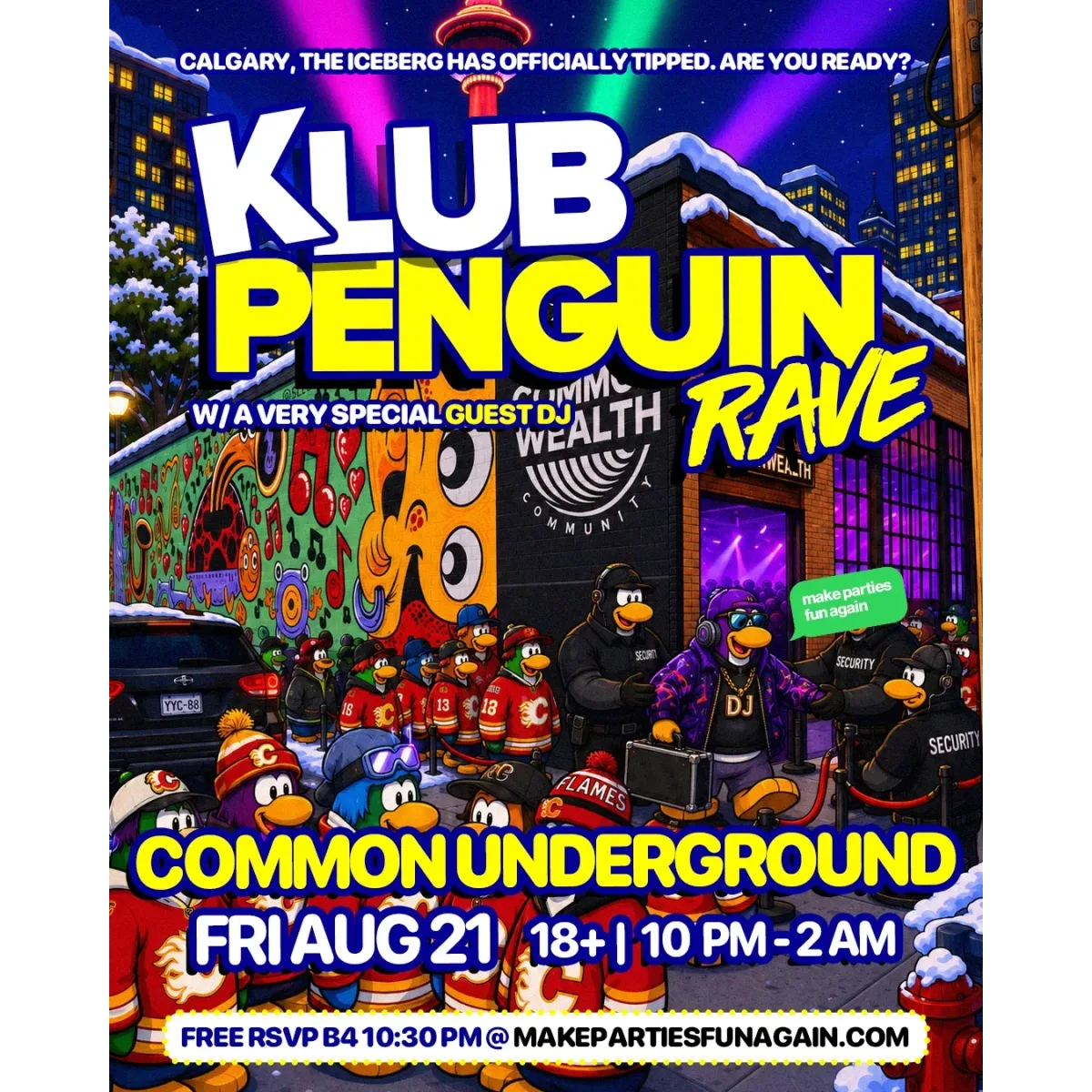 Klub Penguin Rave @ Common Underground Calgary event artwork
