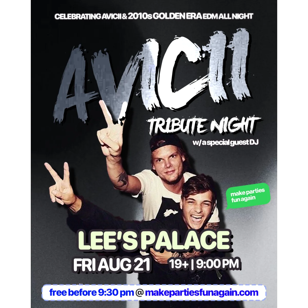 Avicii Night @ Lee's Palace Toronto event artwork