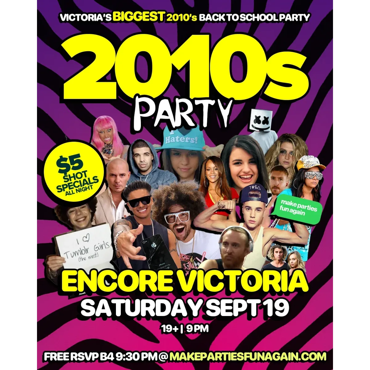 Victoria 2010s Night at Encore Victoria event artwork