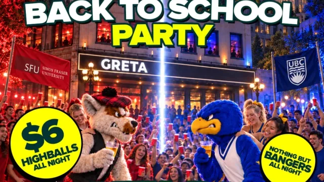 SFU vs UBC Back To School Party @ Greta Vancouver at GRETA Bar YVR, Vancouver event photo