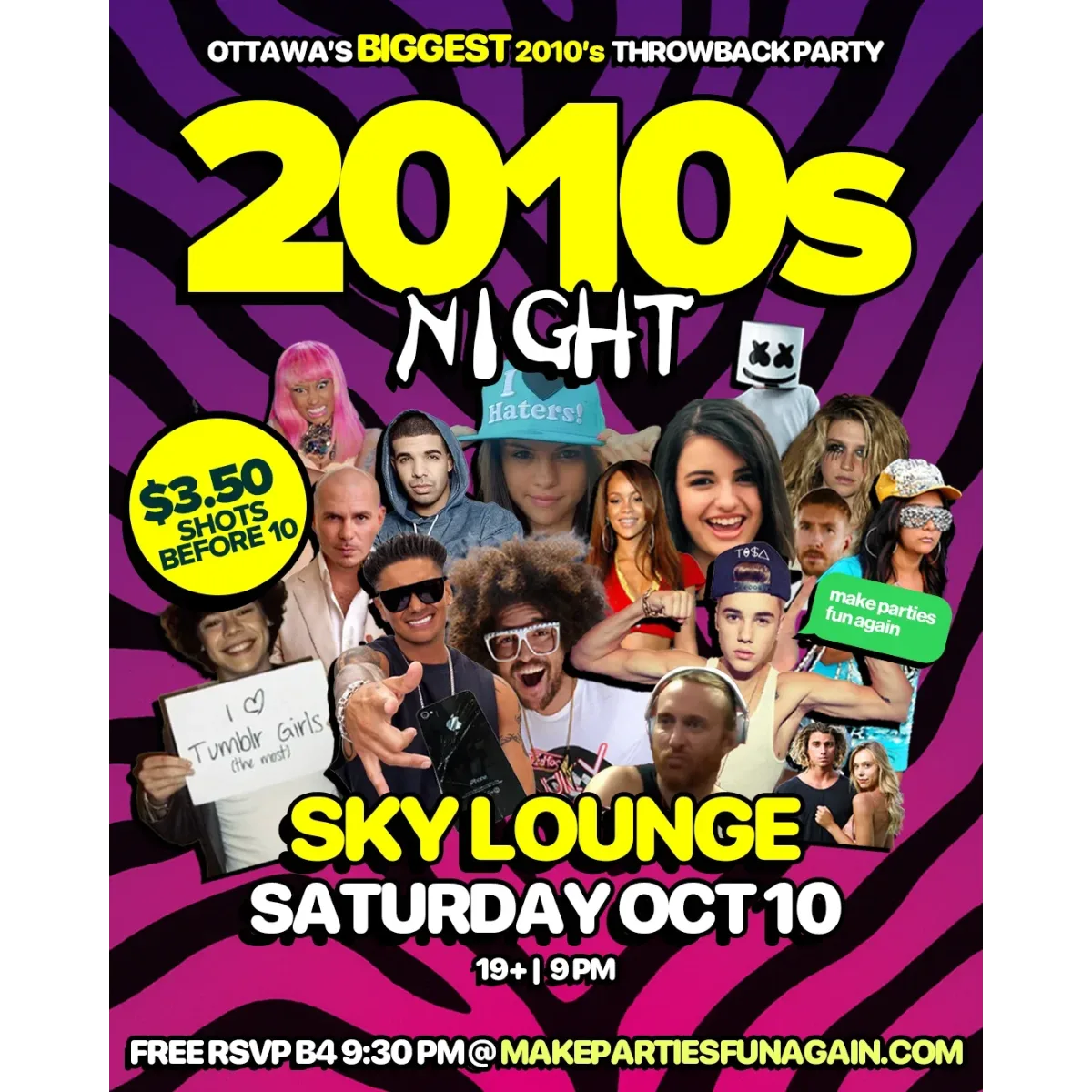 2010s Night at Sky Lounge Ottawa event artwork