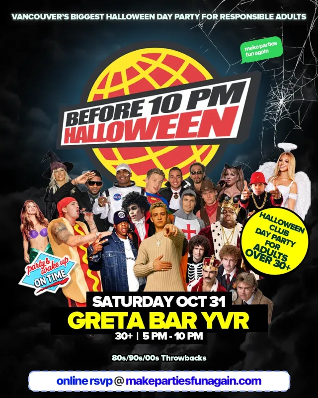 Before 10 PM Halloween at Greta Bar Vancouver event poster in Vancouver