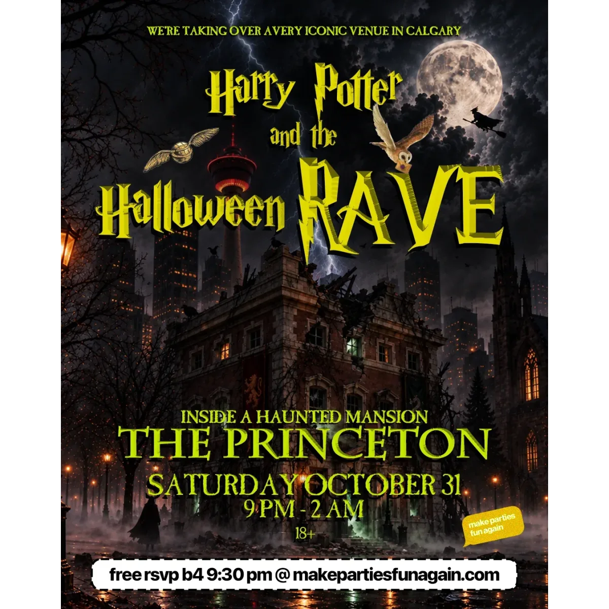Harry Potter and the Halloween Rave @ The Princeton Calgary event artwork
