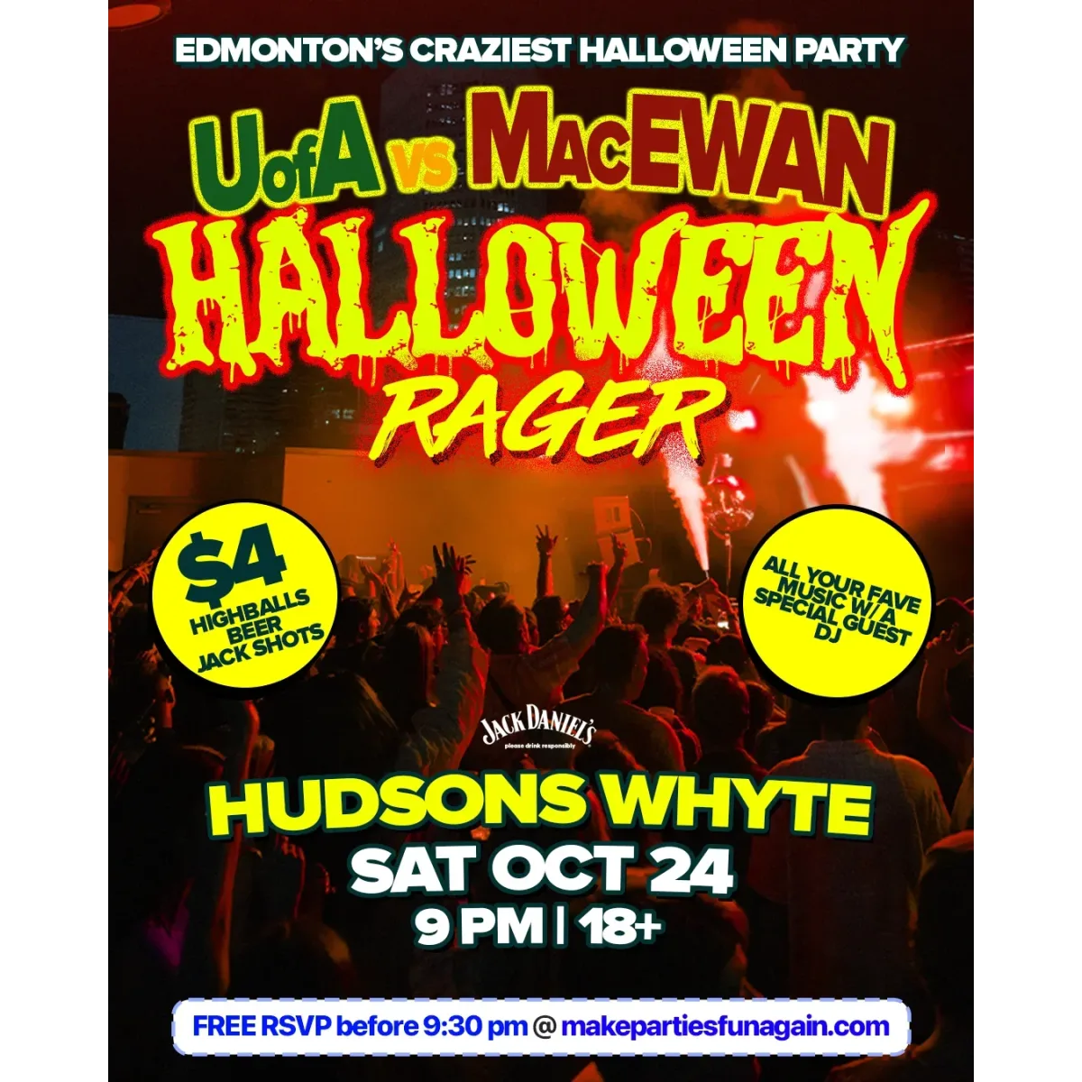 UofA vs MacEwan Halloween @ Hudsons Whyte Edmonton event artwork