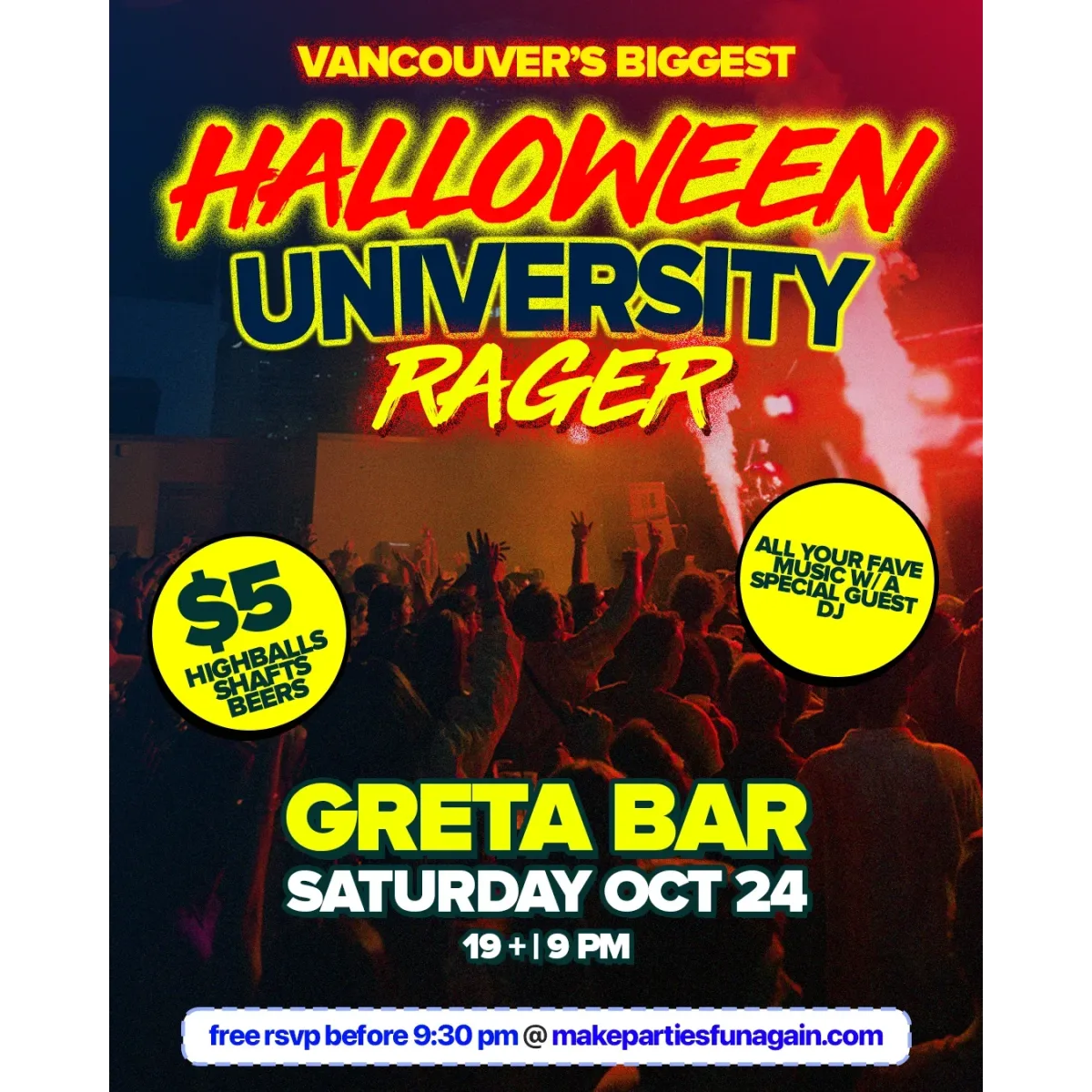 Vancouver's Biggest Halloween University Rager @ Greta Bar event artwork
