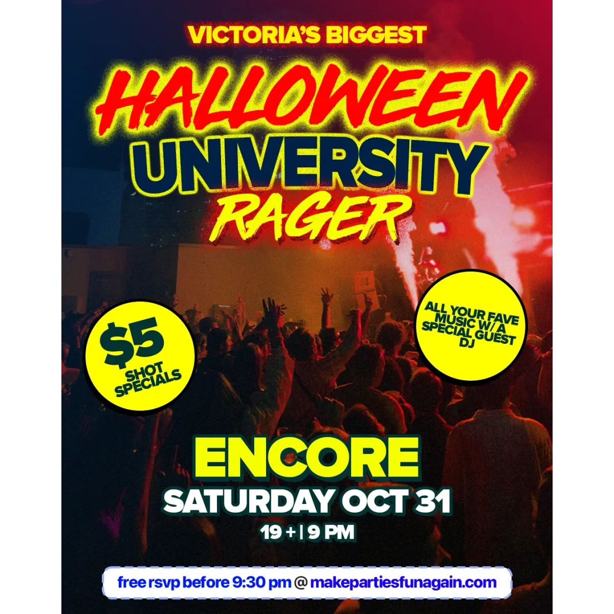 Victoria's Biggest Halloween University Rager @ Encore event artwork